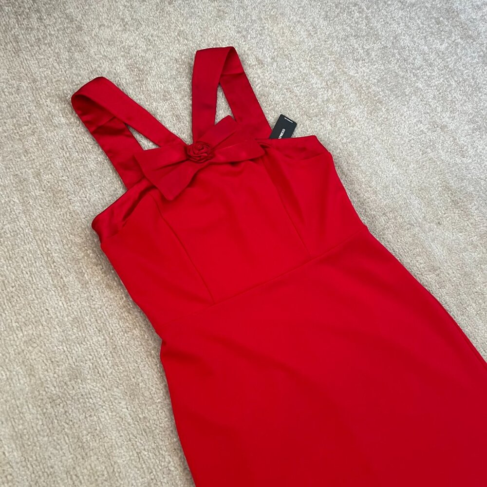 NWT Express Red Sleeveless Cocktail Party Midi Dress S - Picture 3 of 10